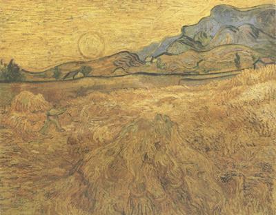 Wheat Field wtih Reaper and Sun (nn04), Vincent Van Gogh